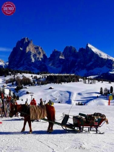 Dolomites Val Gardenia Italy Horse Sleigh 