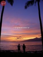 Sunset Island of Maui Hawaii Beach Goers 