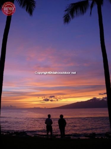 Sunset Island of Maui Hawaii Beach Goers 