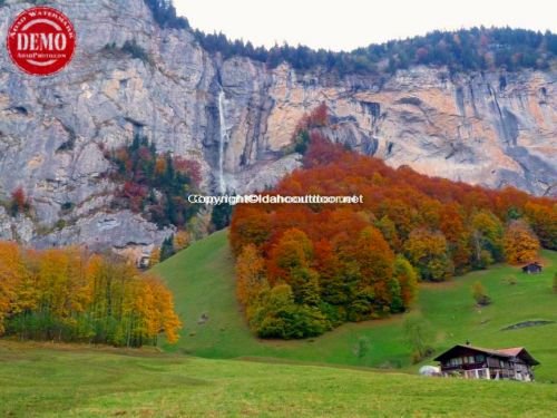 Waterfall Fall Colors Lauterbrunnen