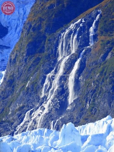 Waterfalls Meares Glacier Alaska