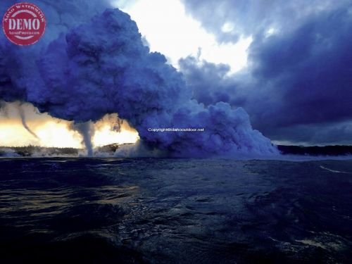 Lava Ocean Hawaii Steam Tornados