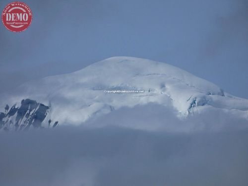 Through Clouds Glacial Mountain Top Alaska